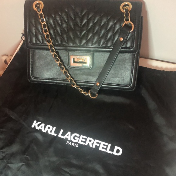 Black Authentic Karl Lagerfeld Paris Leather Bag - Picture 8 of 8